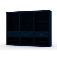 Manhattan Comfort 113GMC4 Mulberry Open 3 Sectional Modem Wardrobe Closet with 6 Drawers - Set of 3 in Tatiana Midnight Blue